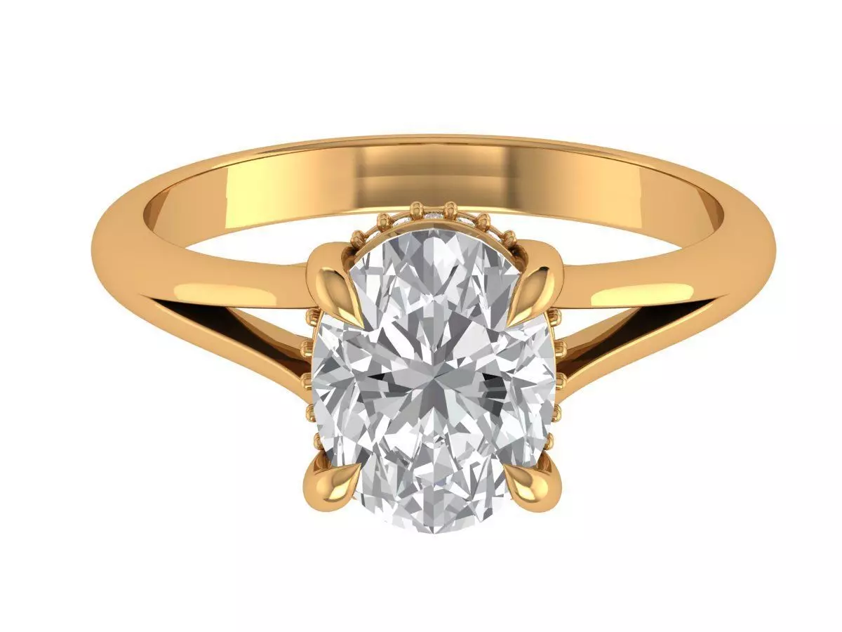 Oval Engagement Ring 3D print model_0