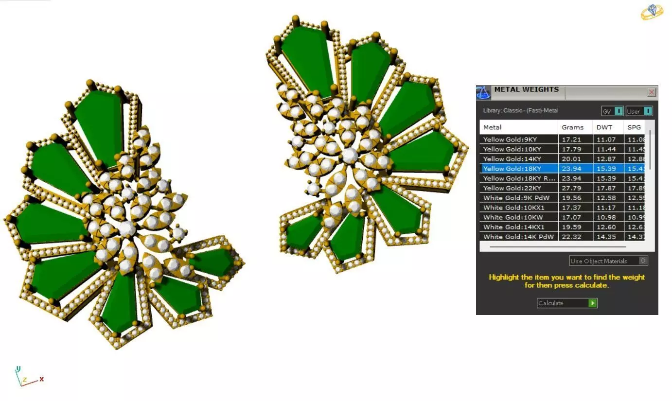 Haute Couture Emerald Cluster Earrings 3D print model_6
