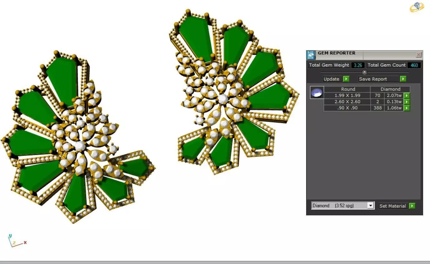 Haute Couture Emerald Cluster Earrings 3D print model_5