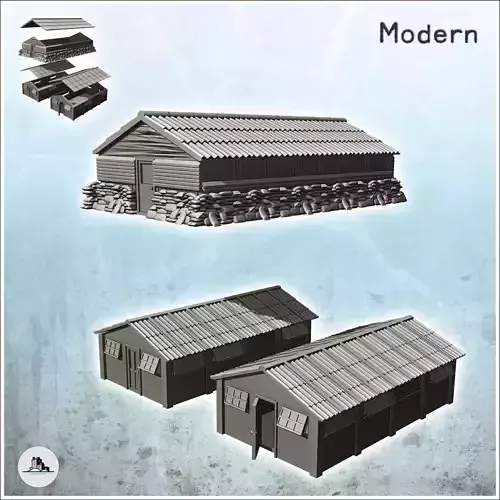 Set of three modern military barracks 1 - Modern WW2 WW1 World W