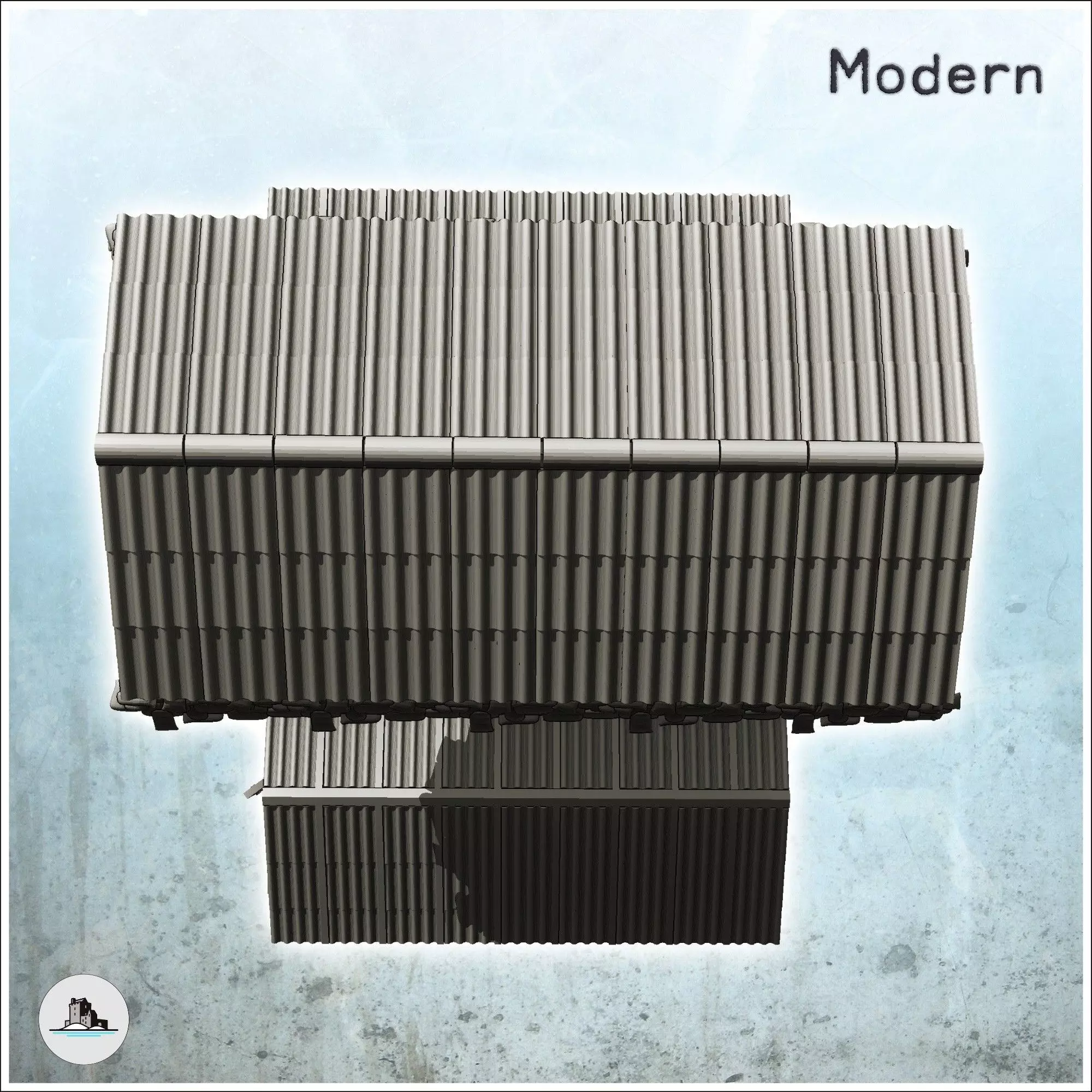 Set of three modern military barracks 1 - Modern WW2 WW1 World W 3D print model_4