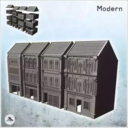 Set of four modern two-story buildings with tile roofs 7 - Moder