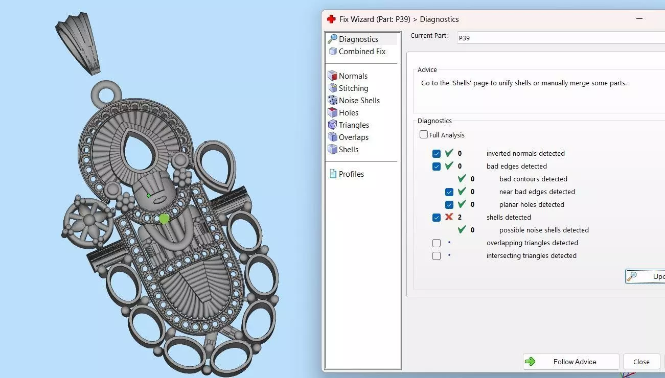 Lord Venkateswara Balaji Pendant with Navaratna Gemstones 3D print model_7