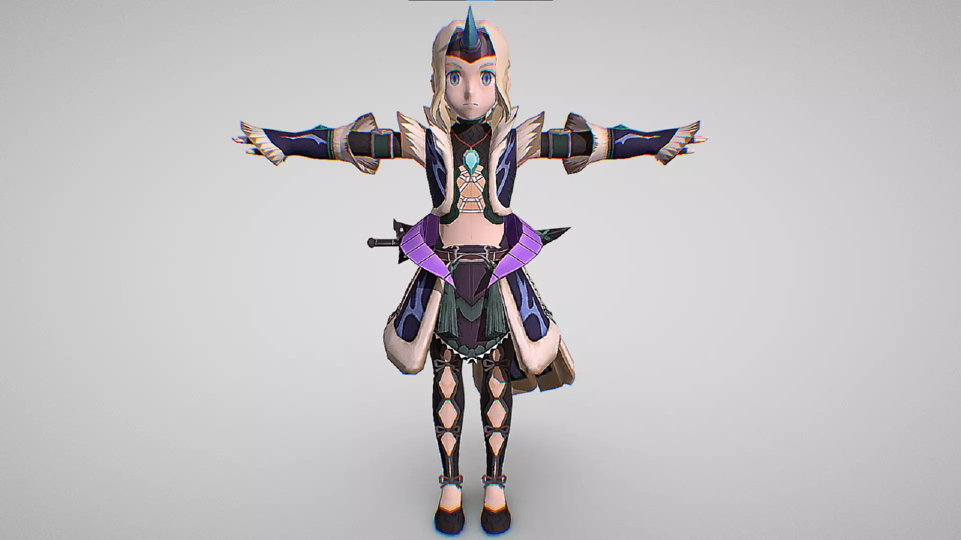 Yuri - Kirin - Blademaster X Armor - Monster Hunter Riders  Low-poly 3D model_1