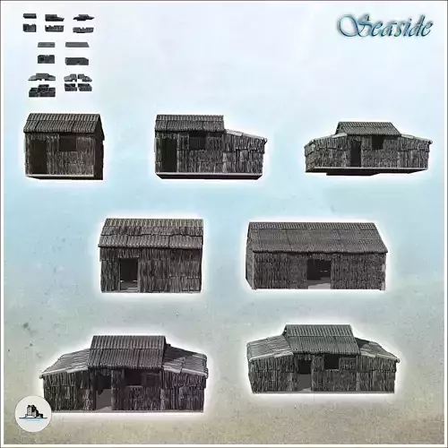 Set of seven tropical wooden huts 13 - Pirate Jungle Island Beac