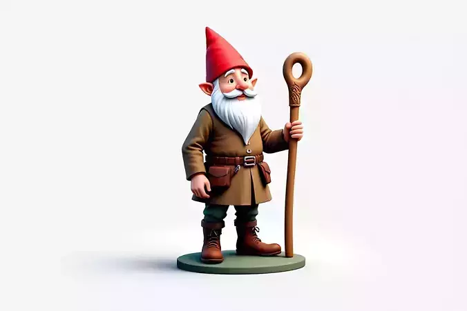 2568Fairy Tale Gnome  Color Full  Body Figurine on Base