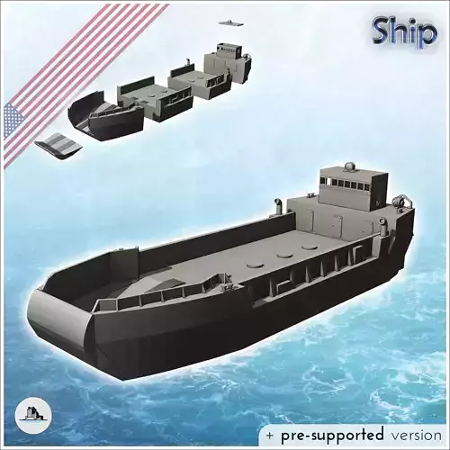 LCM-8 variant transport river boat - Modern WW2 WW1 World War Di