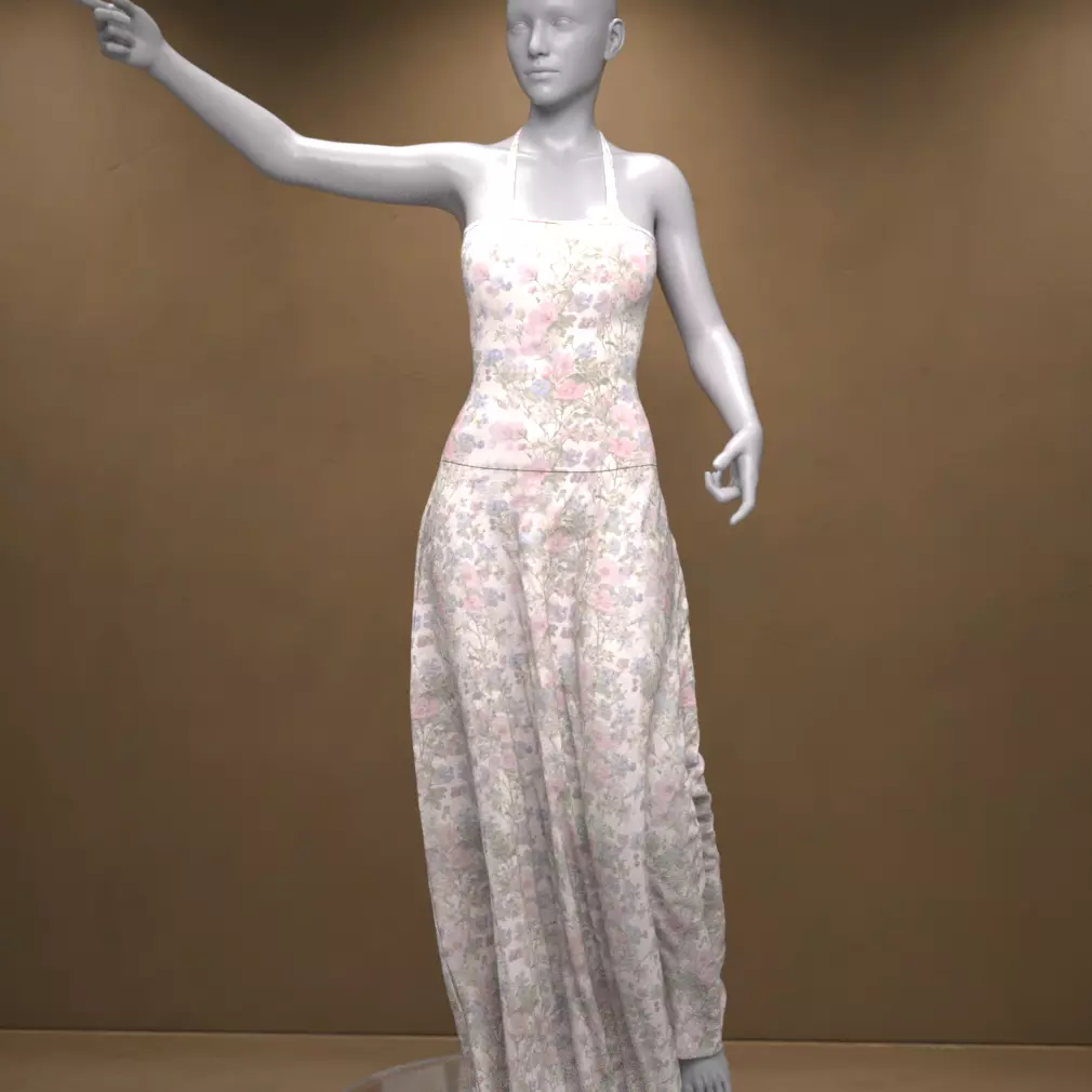 Sommer Long Dress OBJ Freebie Free 3D model
