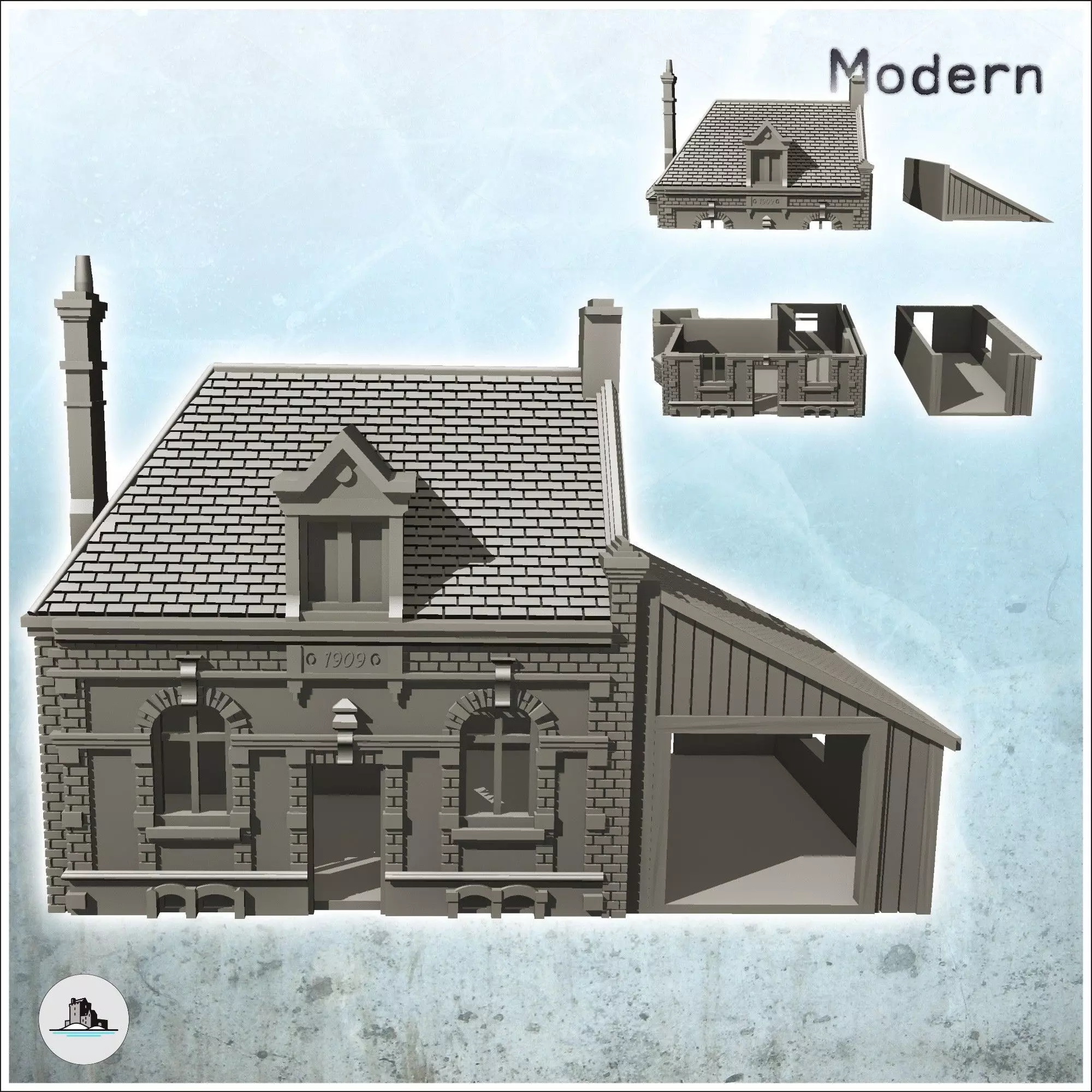 Building 1909 Pegasus Bridge Normandy - World War Two Second WWI 3D print model_2