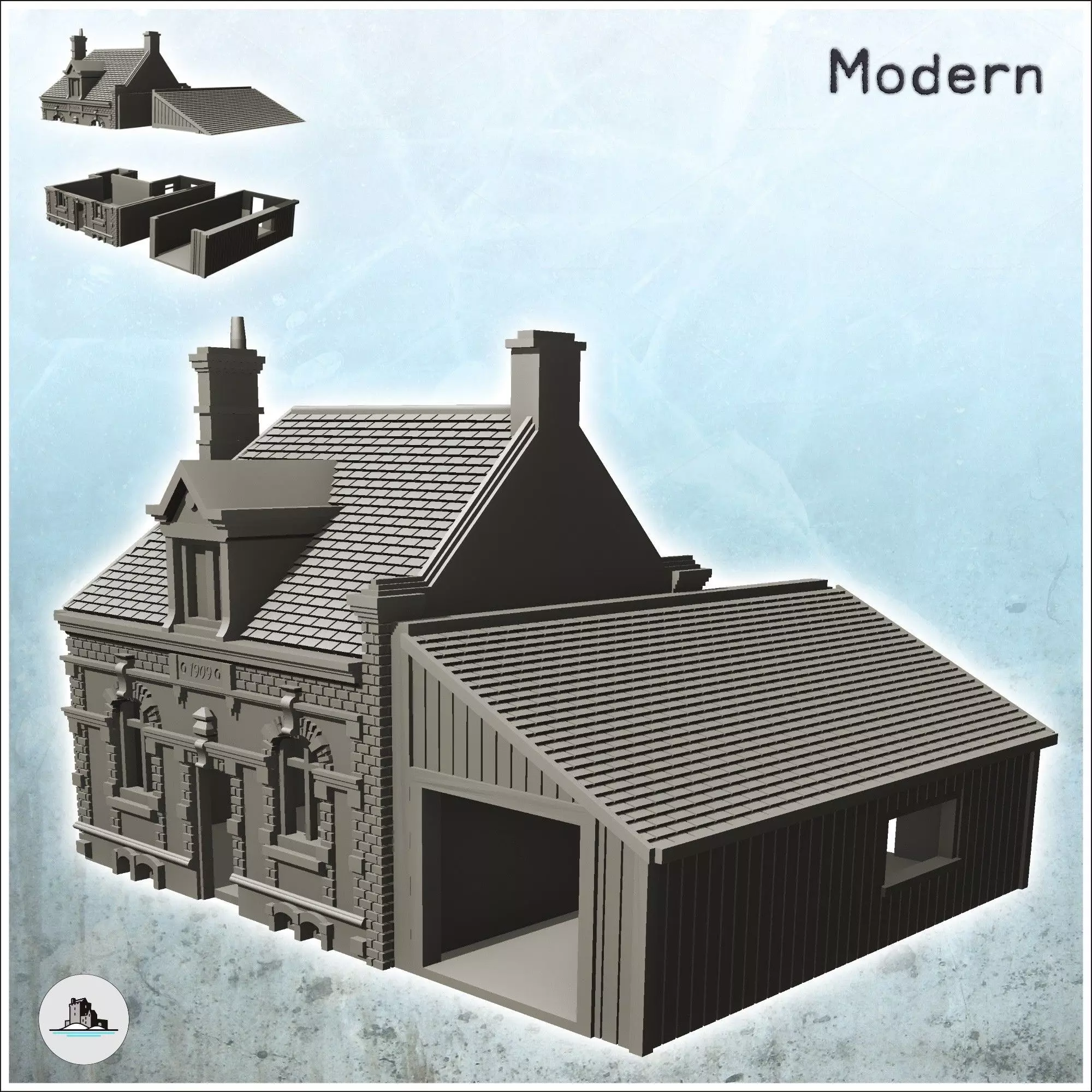 Building 1909 Pegasus Bridge Normandy - World War Two Second WWI 3D print model_0