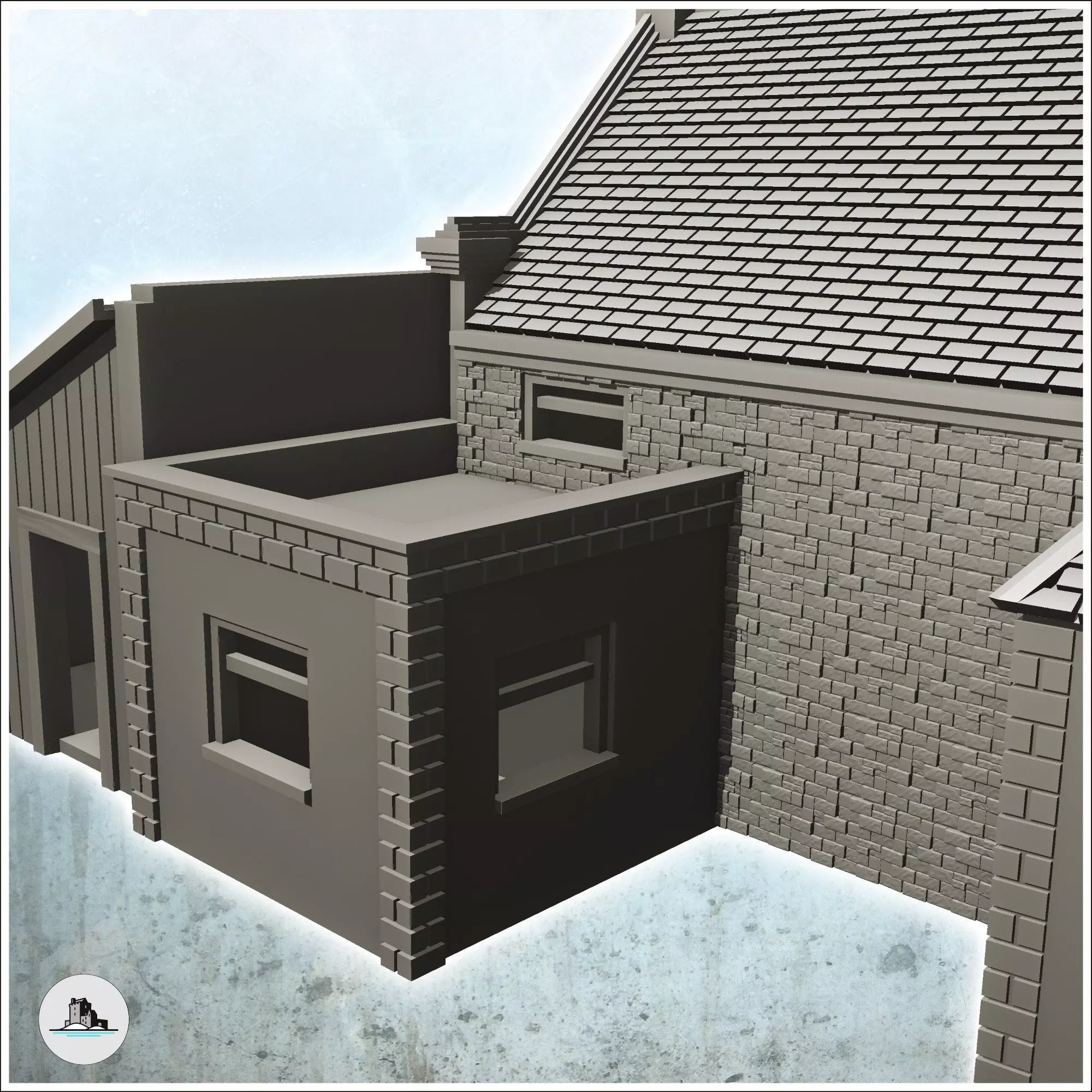 Building 1909 Pegasus Bridge Normandy - World War Two Second WWI 3D print model_6