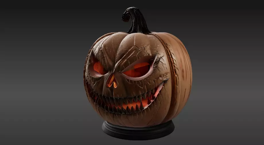 Spooky Teeth Jack-O-Lantern Pumpkin 3D Model Printable 3D model_8