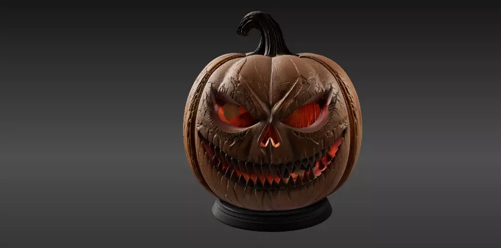Spooky Teeth Jack-O-Lantern Pumpkin 3D Model Printable 3D model_10