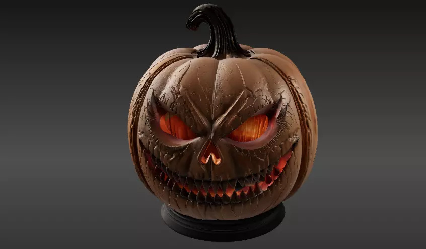 Spooky Teeth Jack-O-Lantern Pumpkin 3D Model Printable 3D model_6