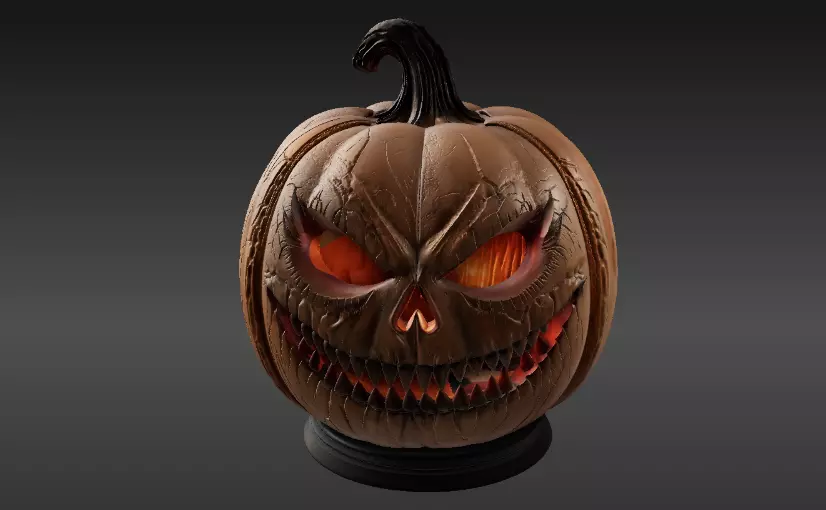 Spooky Teeth Jack-O-Lantern Pumpkin 3D Model Printable 3D model_4