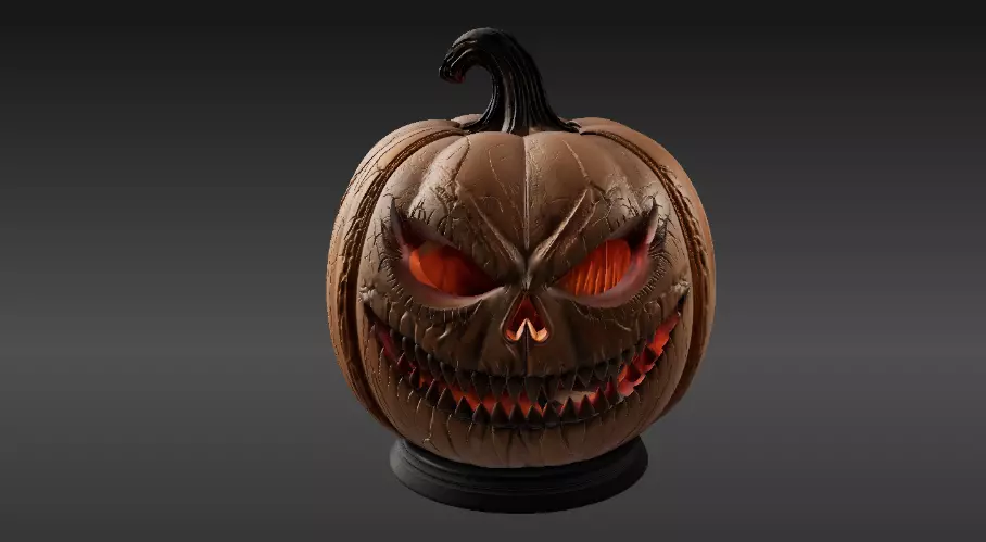 Spooky Teeth Jack-O-Lantern Pumpkin 3D Model Printable 3D model_2
