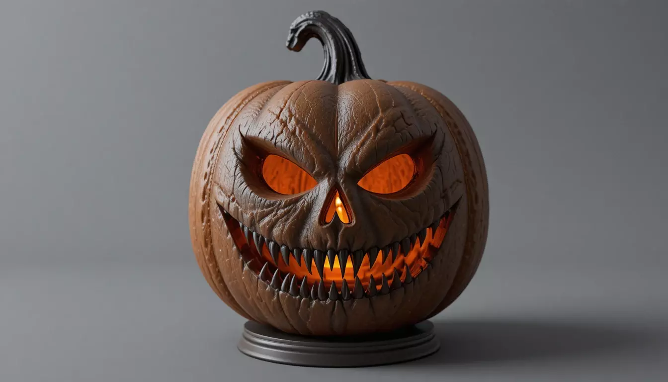 Spooky Teeth Jack-O-Lantern Pumpkin 3D Model Printable 3D model_0
