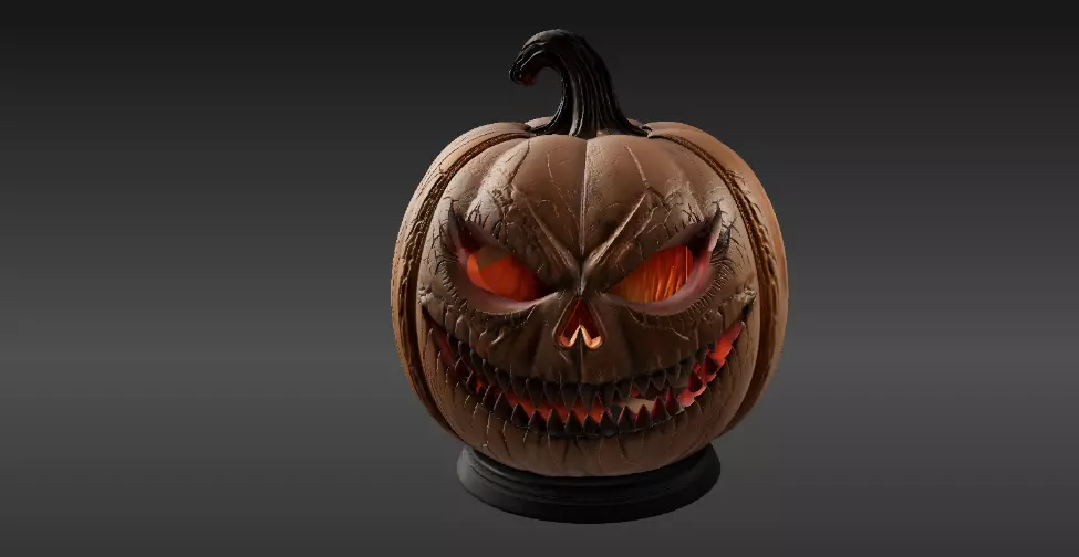 Spooky Teeth Jack-O-Lantern Pumpkin 3D Model Printable 3D model_11