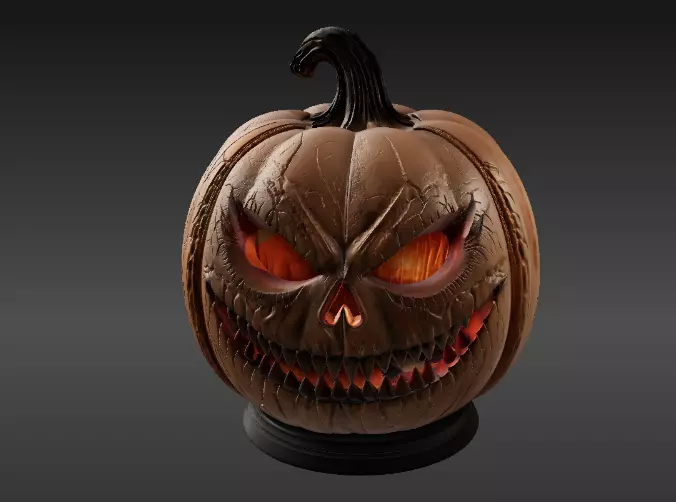 Spooky Teeth Jack-O-Lantern Pumpkin 3D Model Printable 3D model_3