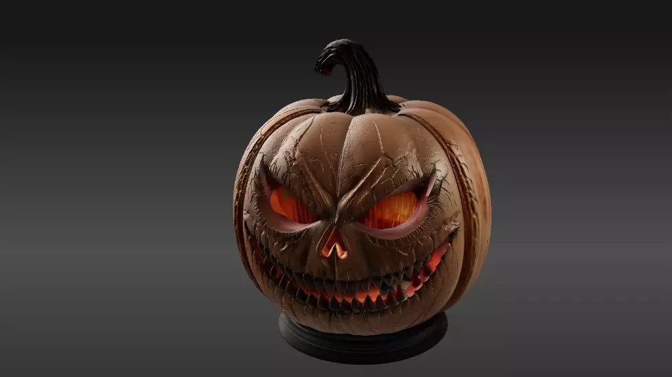 Spooky Teeth Jack-O-Lantern Pumpkin 3D Model Printable 3D model_5
