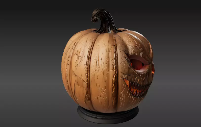 Spooky Teeth Jack-O-Lantern Pumpkin 3D Model Printable 3D model_7