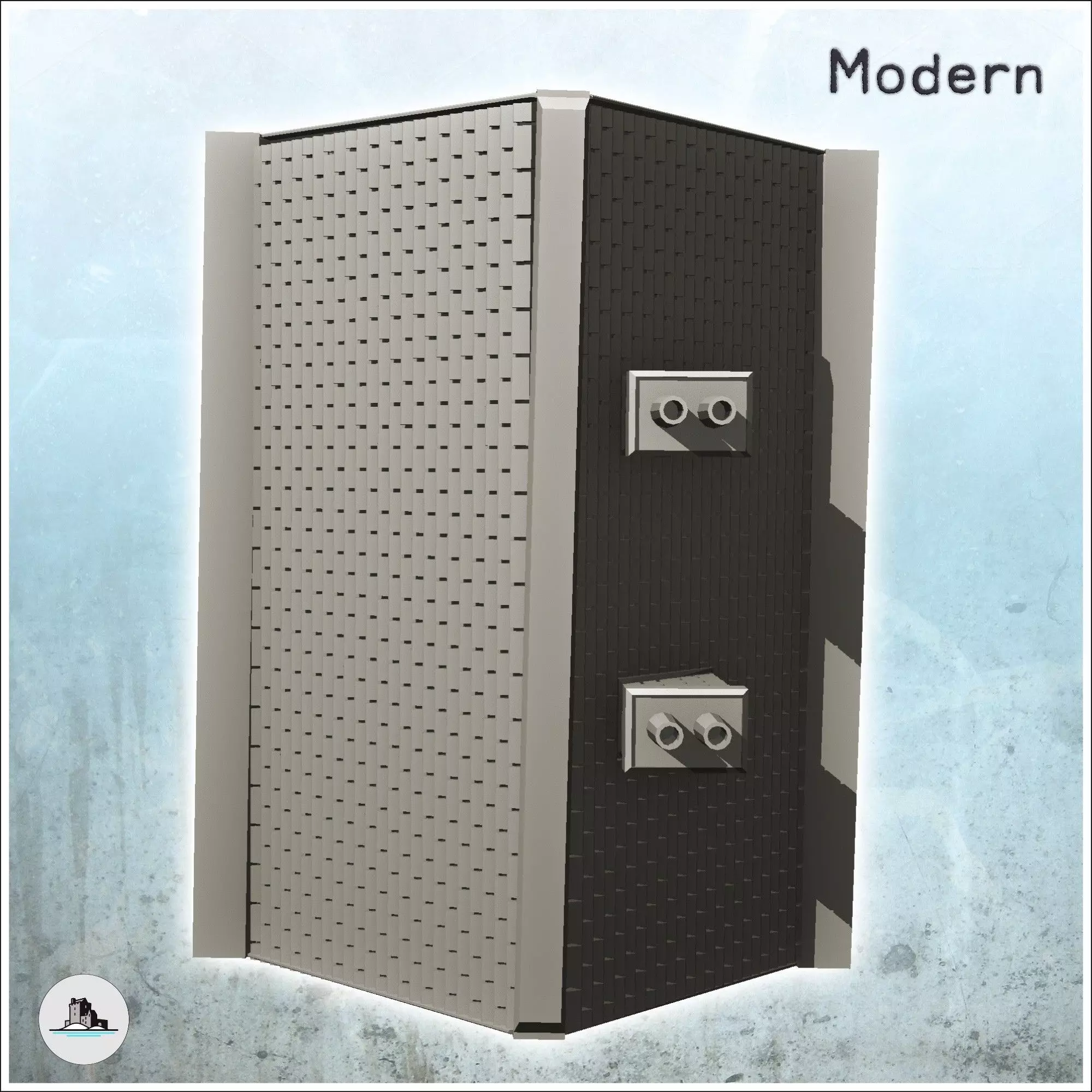 European urban building with store 7 - Modern WW2 WW1 World War  3D print model_3