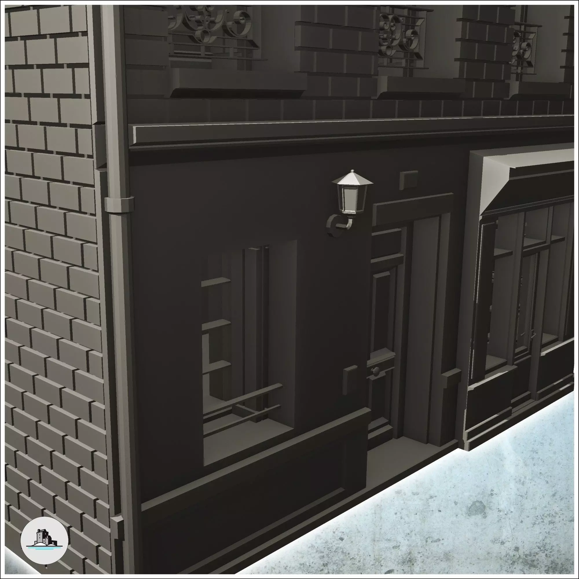 European urban building with store 7 - Modern WW2 WW1 World War  3D print model_5