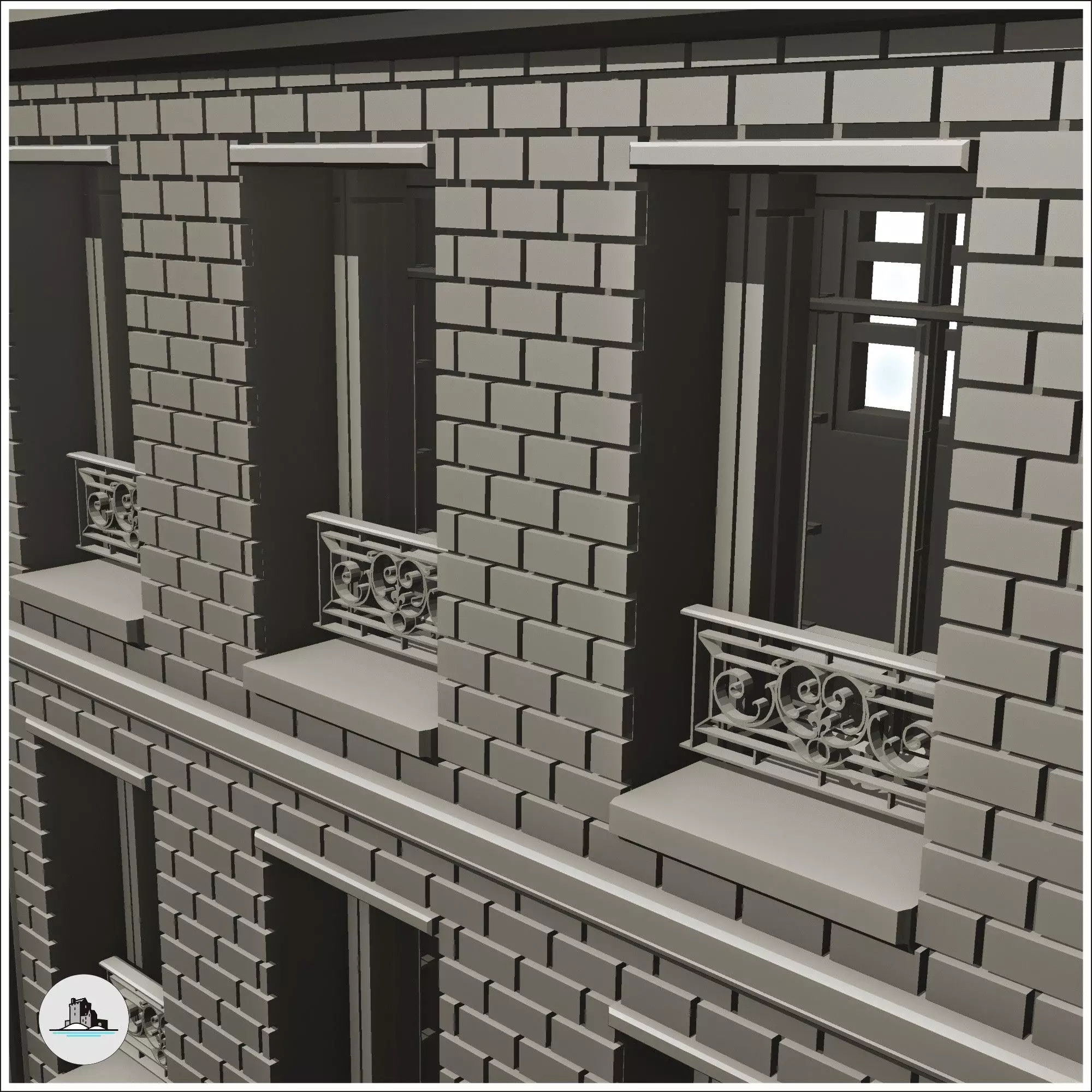 European urban building with store 7 - Modern WW2 WW1 World War  3D print model_6