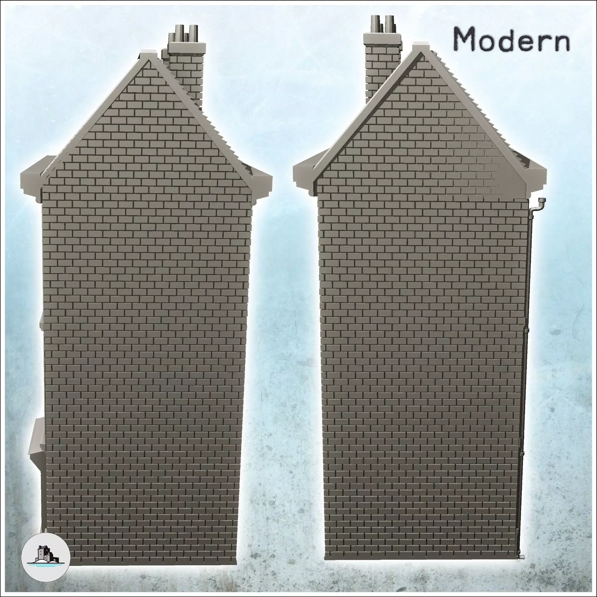 European urban building with store 7 - Modern WW2 WW1 World War  3D print model_2