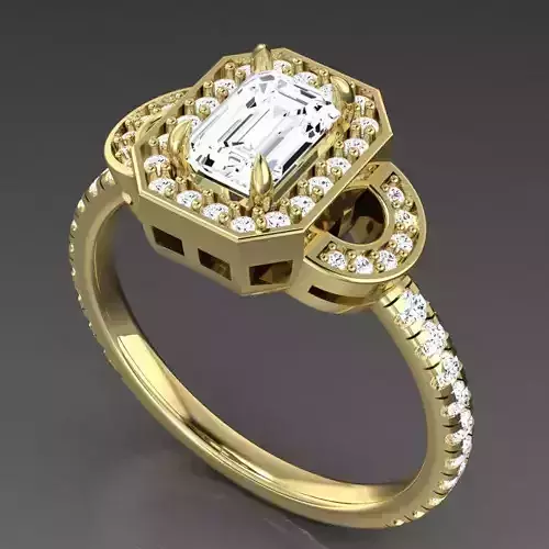 Luxury Gold Art Deco Ring With Emerald-Cut Gemstone