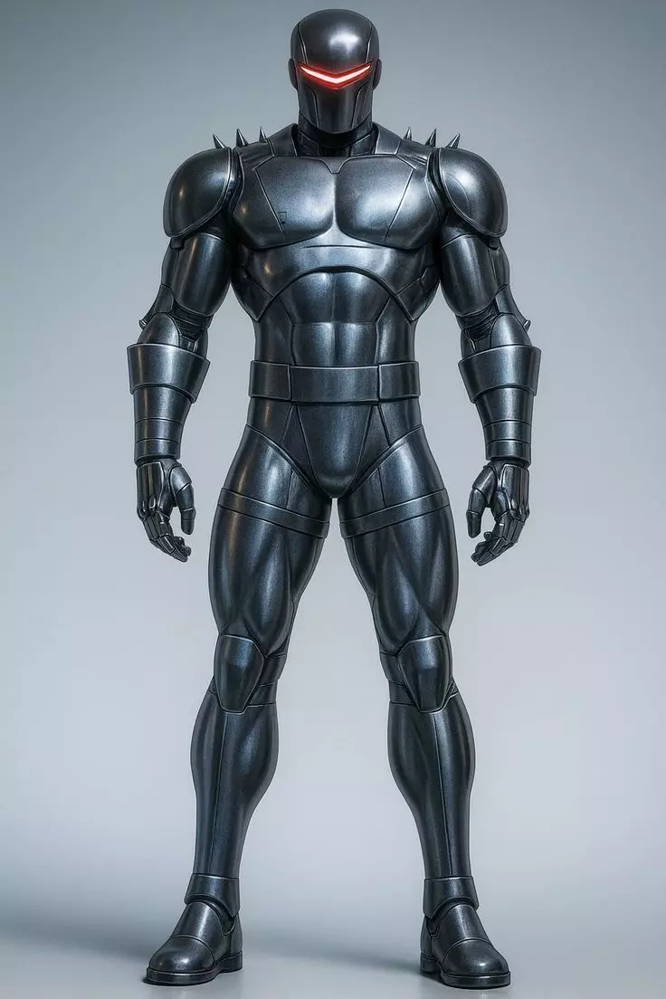 Black Stealth Suit 3D Model Robot Red Glow Sci-Fi Design Low-poly 3D model_0