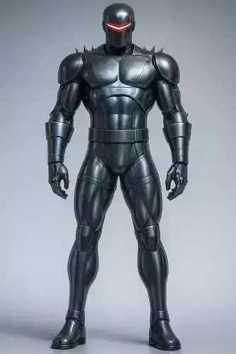 Black Stealth Suit 3D Model Robot Red Glow Sci-Fi Design Low-poly 3D model