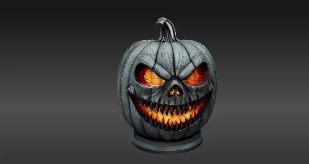 Jack-O-Lantern Pumpkin 3D Model Haunted Halloween Printable 3D print model_12