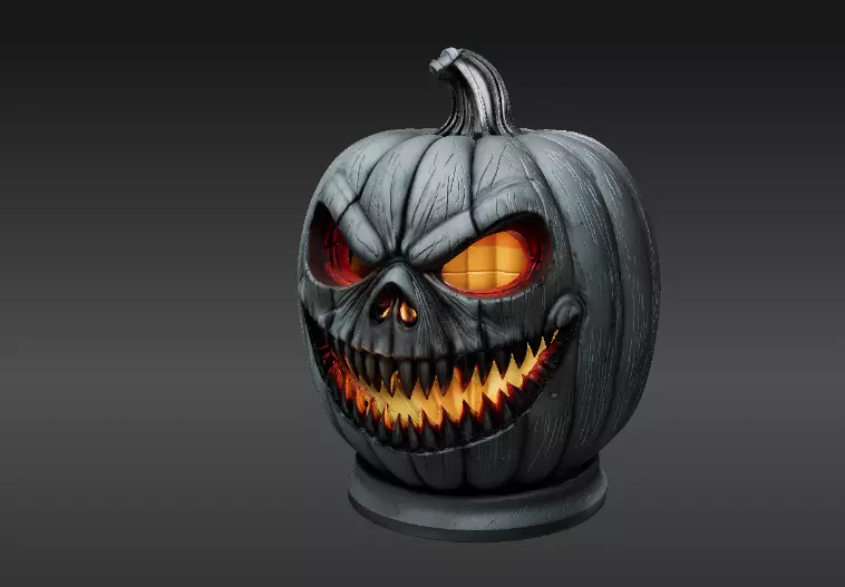 Jack-O-Lantern Pumpkin 3D Model Haunted Halloween Printable 3D print model_14