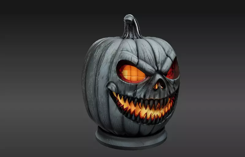 Jack-O-Lantern Pumpkin 3D Model Haunted Halloween Printable 3D print model_1
