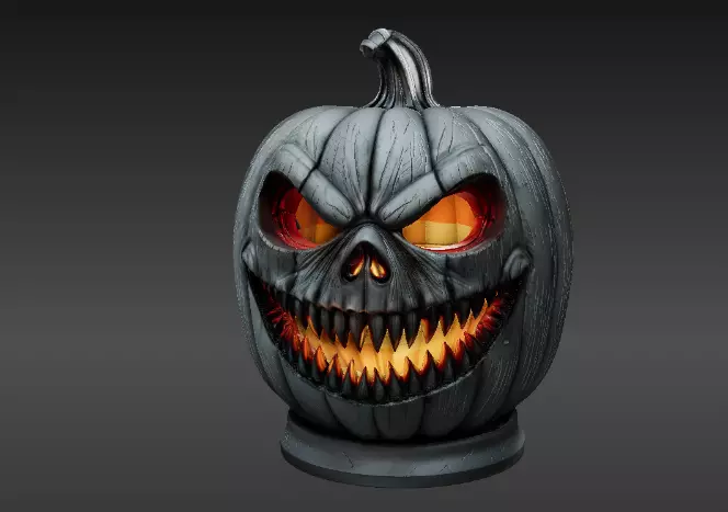 Jack-O-Lantern Pumpkin 3D Model Haunted Halloween Printable 3D print model_5