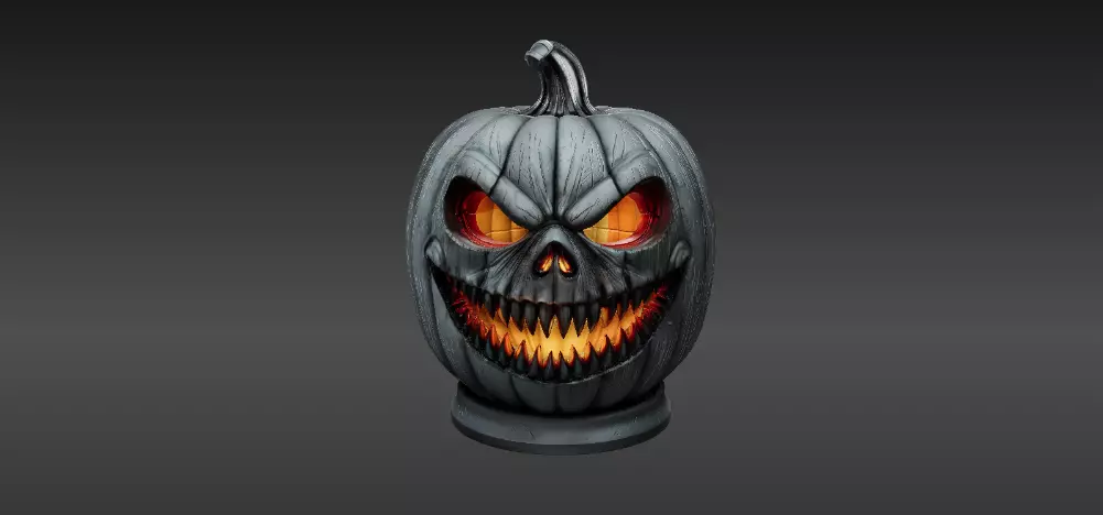 Jack-O-Lantern Pumpkin 3D Model Haunted Halloween Printable 3D print model_7