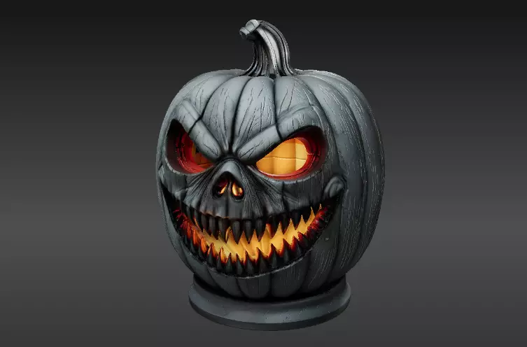 Jack-O-Lantern Pumpkin 3D Model Haunted Halloween Printable 3D print model_10
