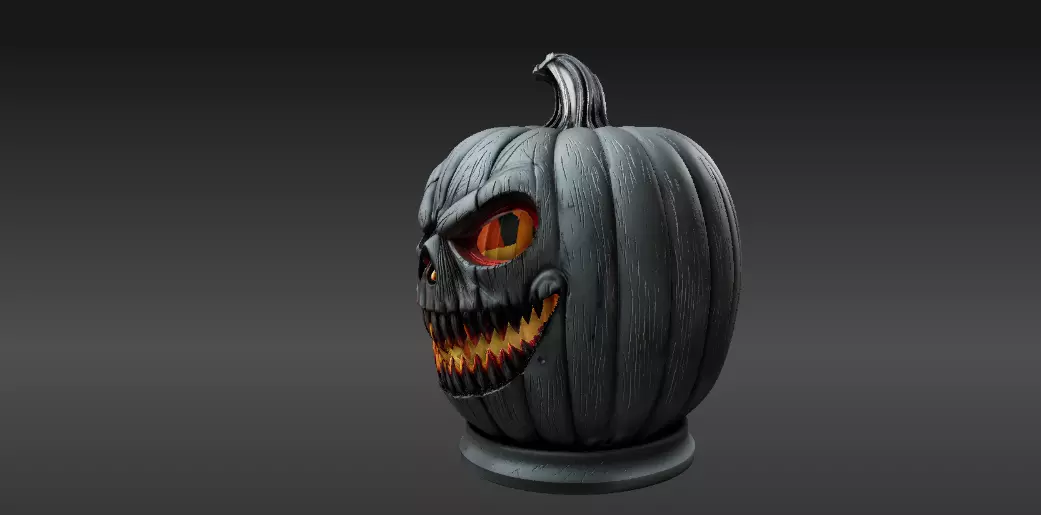 Jack-O-Lantern Pumpkin 3D Model Haunted Halloween Printable 3D print model_9