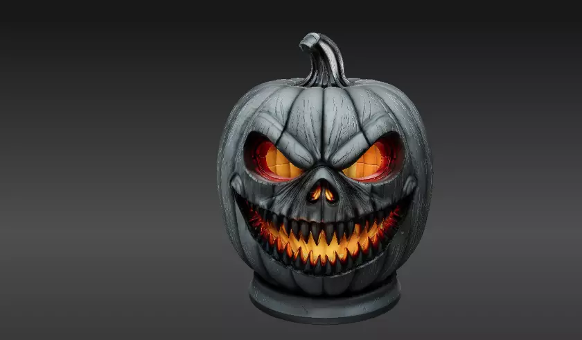 Jack-O-Lantern Pumpkin 3D Model Haunted Halloween Printable 3D print model_2