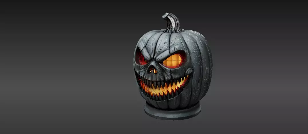 Jack-O-Lantern Pumpkin 3D Model Haunted Halloween Printable 3D print model_8