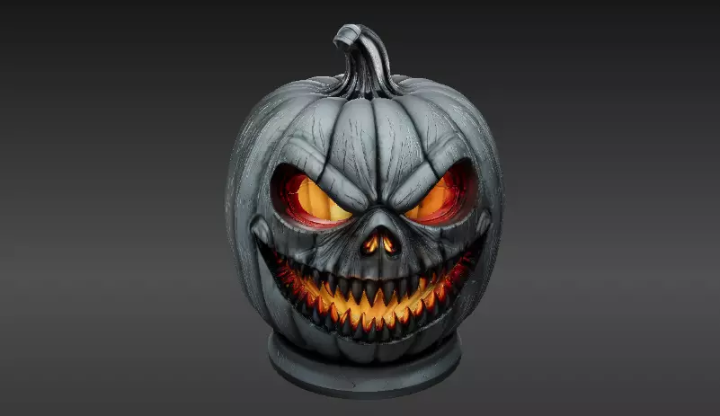 Jack-O-Lantern Pumpkin 3D Model Haunted Halloween Printable 3D print model_6