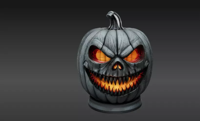 Jack-O-Lantern Pumpkin 3D Model Haunted Halloween Printable 3D print model_4