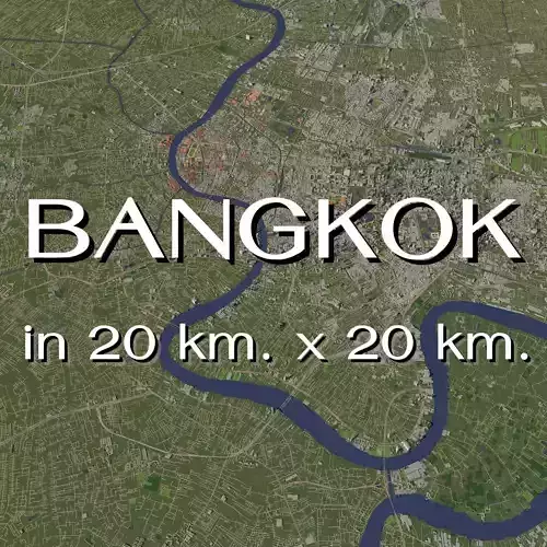 Bangkok Thailand in 20 km x 20 km - city and urban
