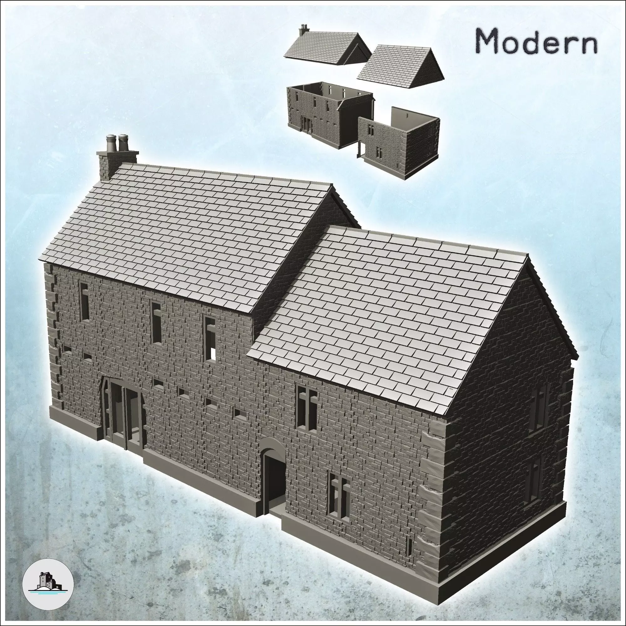 Manor house of la Fiere Sainte-Mere-Eglise Normandy - Modern WW2 3D print model_0