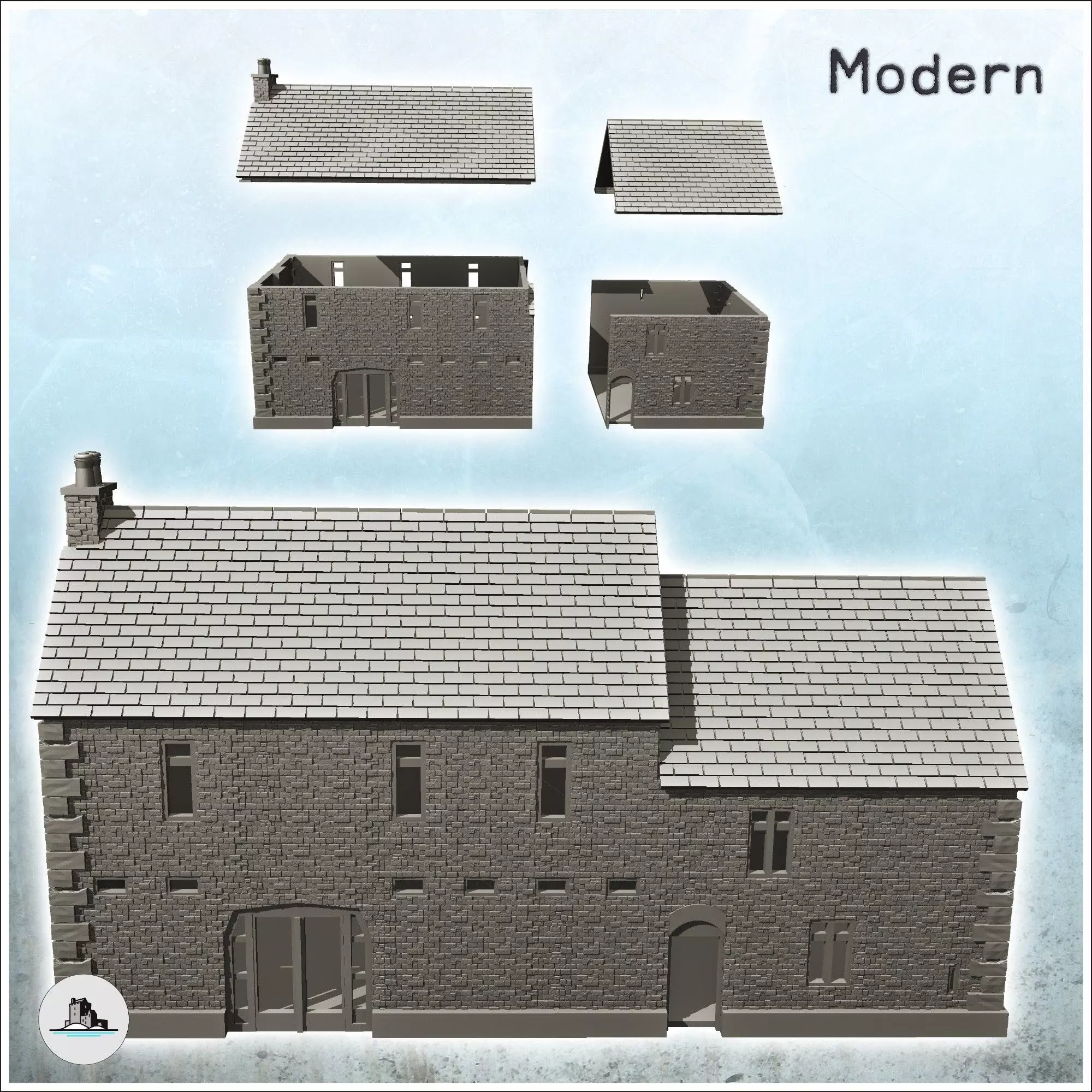 Manor house of la Fiere Sainte-Mere-Eglise Normandy - Modern WW2 3D print model_2