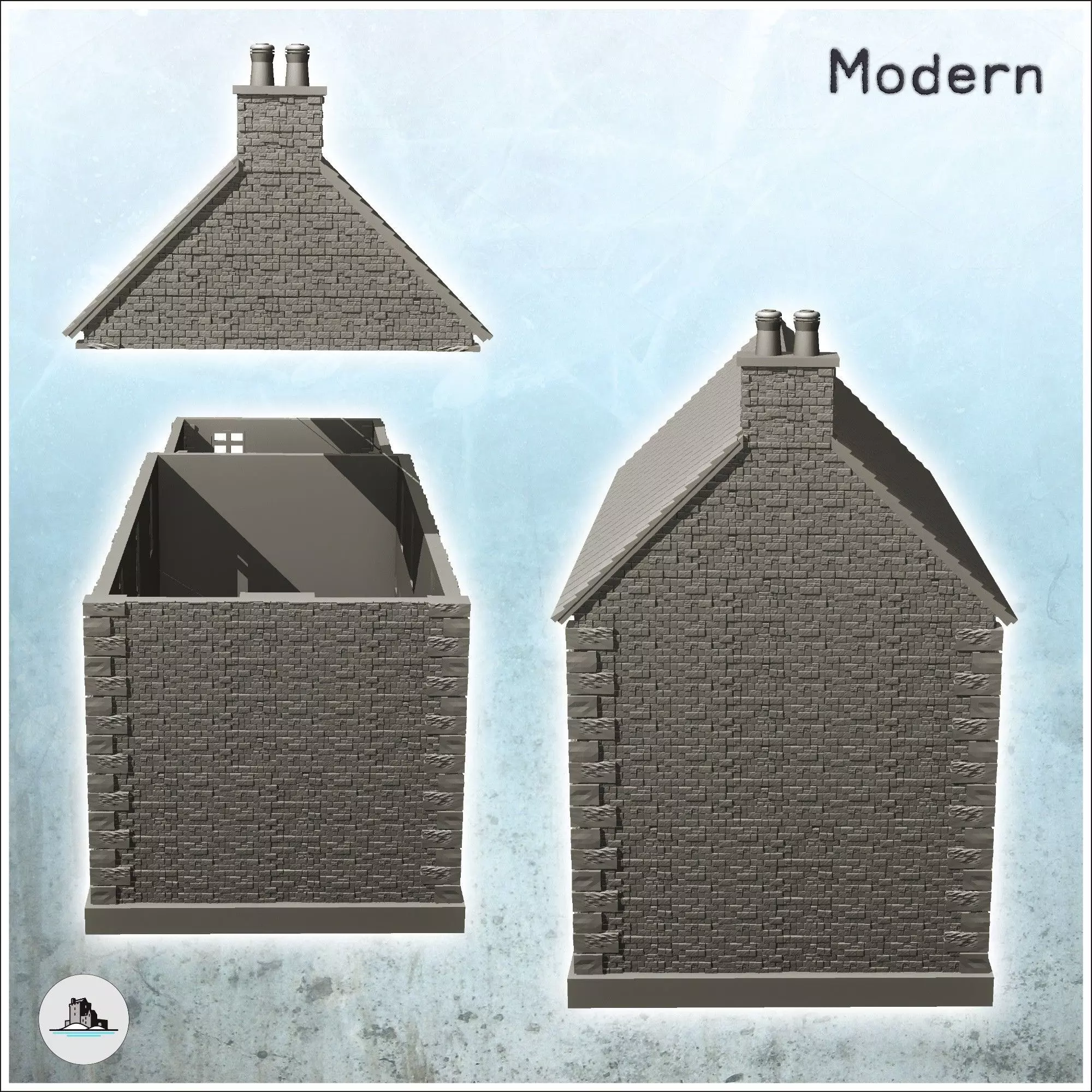 Manor house of la Fiere Sainte-Mere-Eglise Normandy - Modern WW2 3D print model_3