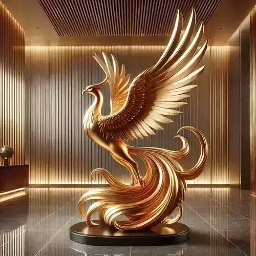 Luxury Golden Phoenix 3D Model Sculptural Wings Modern Interior Low-poly 3D model Luxury Golden Phoenix 3D Model Sculptural Wings Modern Interior Low-poly 3D model