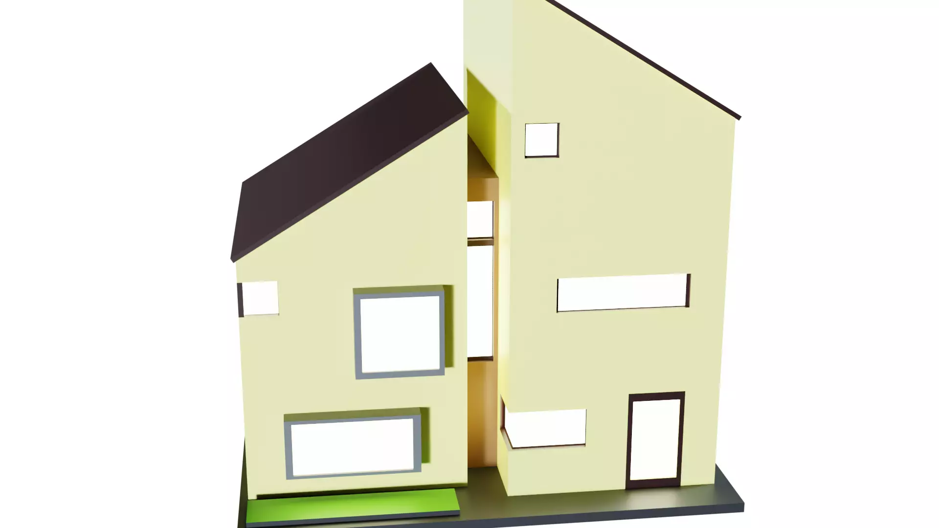 Low Poly Modern House Low-poly 3D model_1