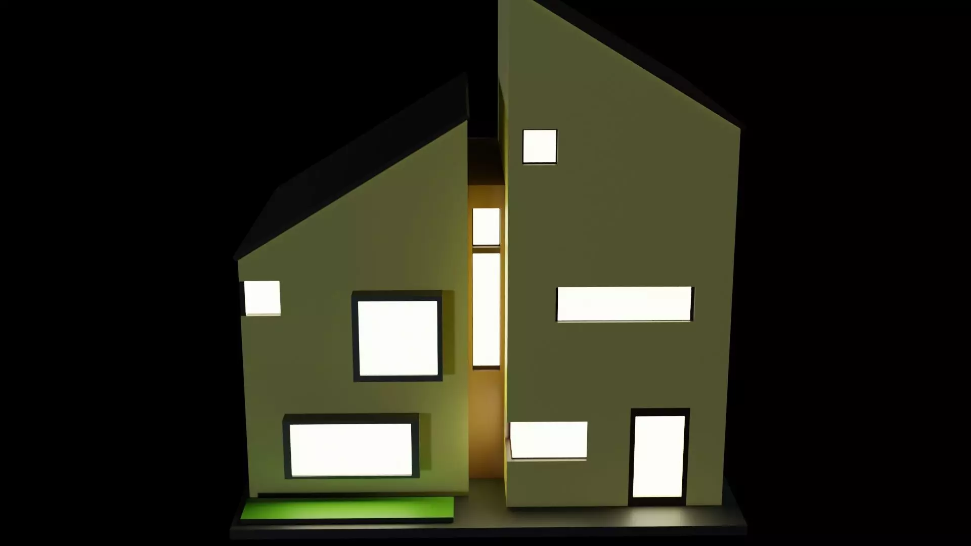 Low Poly Modern House Low-poly 3D model_4